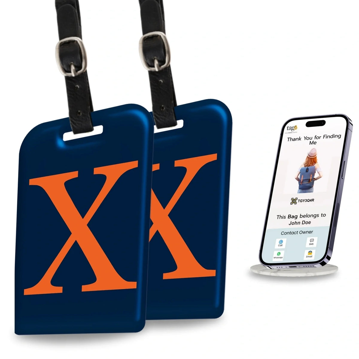 Initials Bag tag X  [pack 2]